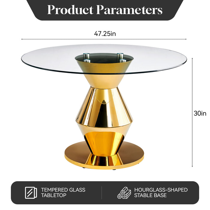 Round Dining Table - Gold Home Essentials