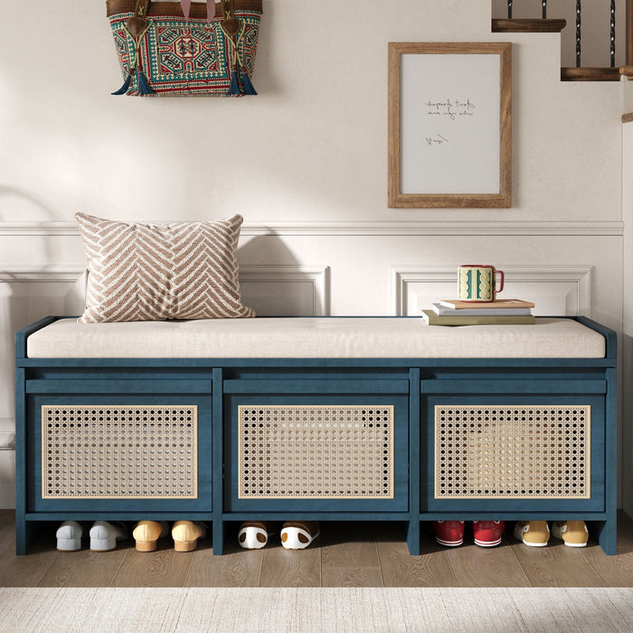 Entryway Shoe Bench With Drawers & Button Tufted Cushion Hearth and Haven