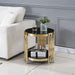 Round Double Tier Table With Flute Shaped Tube Legs Home Essentials