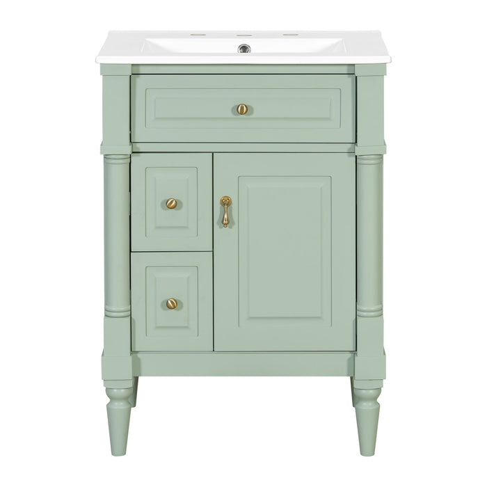 Freestanding Bathroom Vanity With Sink, Adjustable Shelf & Flip Drawer Hearth and Haven