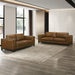 Sayer - 2 Pieces Leather Set (Sofa, Loveseat) - Brown New Classic