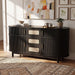 Fluted Sideboard Buffet Cabinet With Sliding Doors And Adjustable Shelves Noble House