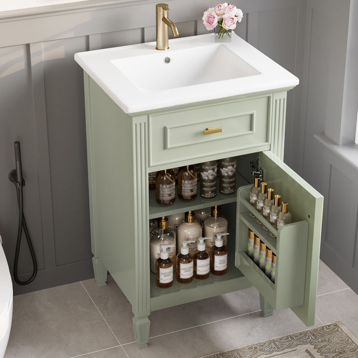 Bathroom Vanity With Sink, Adjustable Shelf, Tilt-Out Drawer Hearth and Haven
