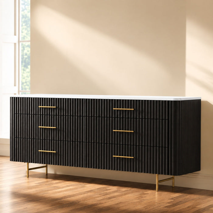 Clayten - Dresser - Espresso / White Marble Home Essentials