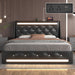 Wingback Upholstered Bed Frame With LED Lights, Charging Station Home Essentials