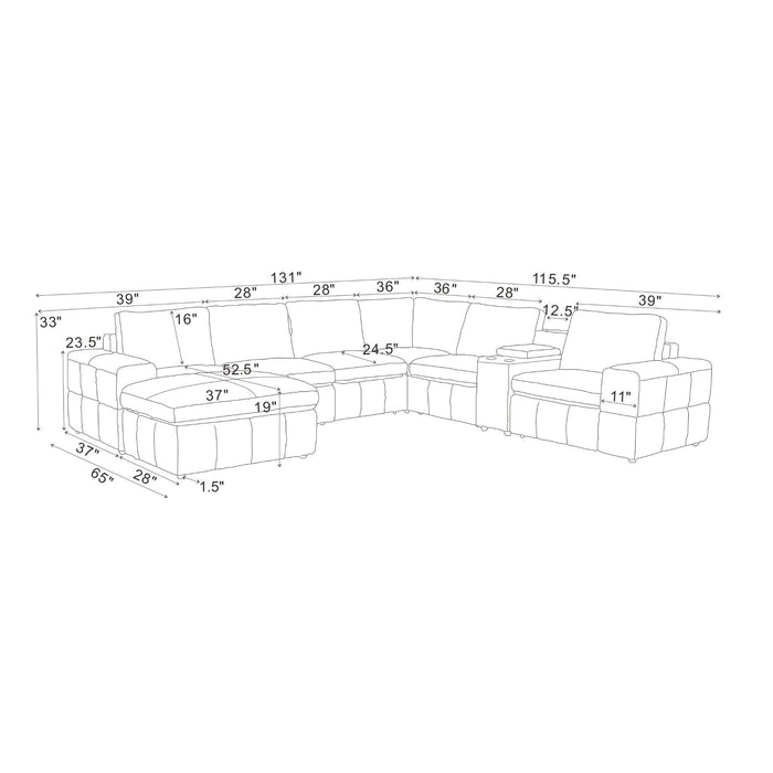 Modular Sectional With Large Square Arms, Custom Configuration Home Essentials