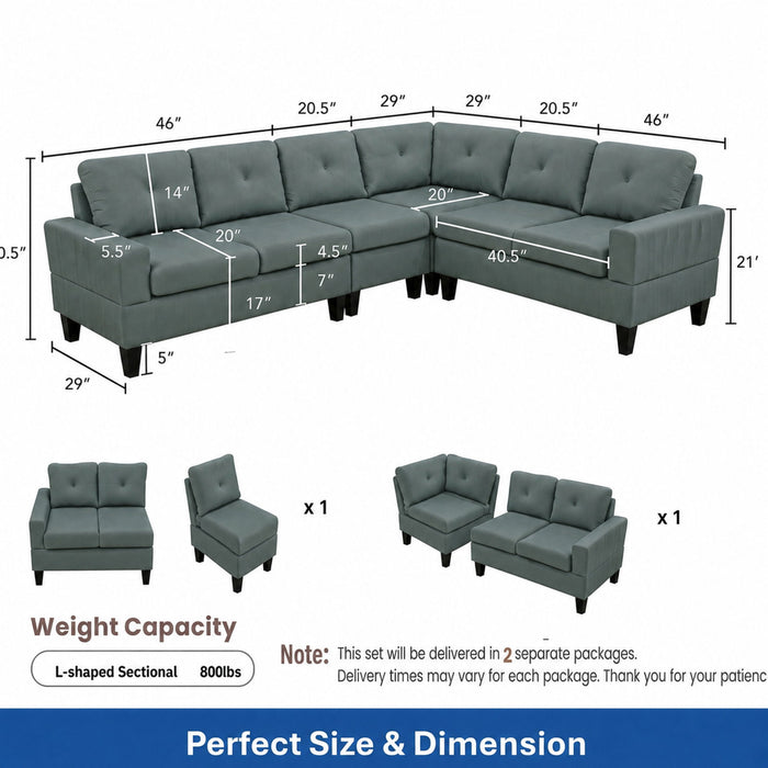 Modular L - Shaped Sectional Sofa 6 Seater 4 Piece Couch With Chaise Home Essentials