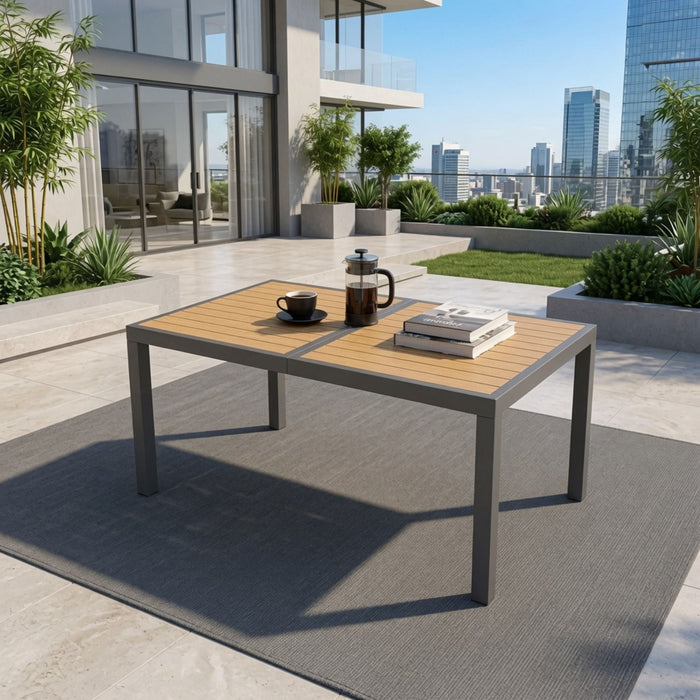 Rectangle Outdoor Patio Table With Slatted Top - Gray Home Essentials