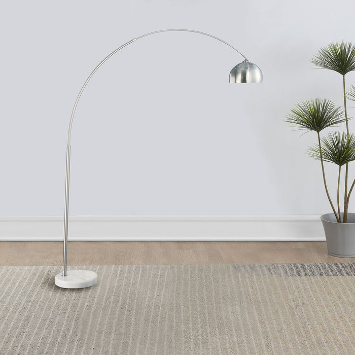 Krester - Dome Shade Arc Floor Lamp - Chrome Furniture Max