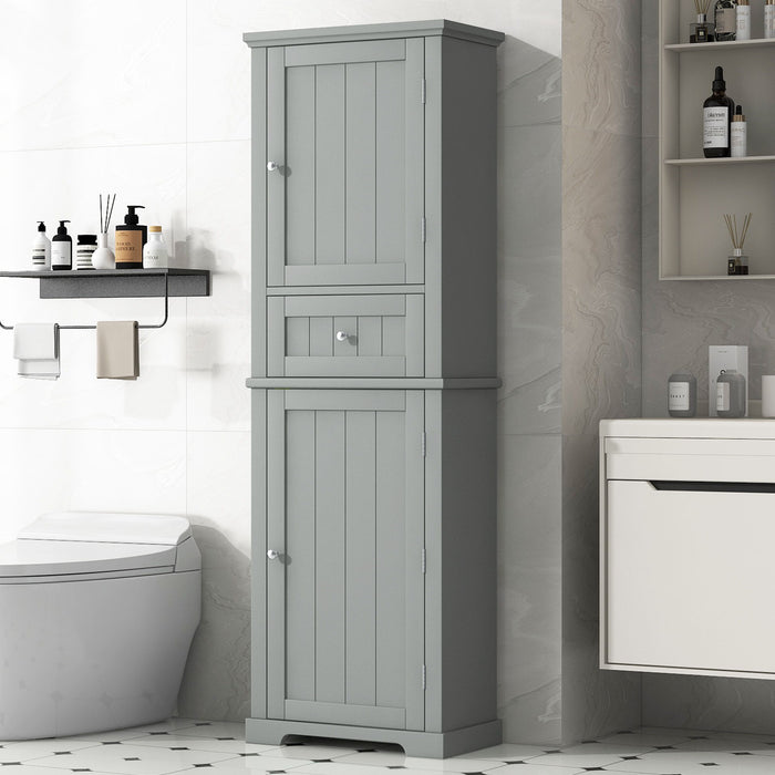 Tall Freestanding Bathroom Storage Cabinet With Drawer And Adjustable Shelf Hearth and Haven