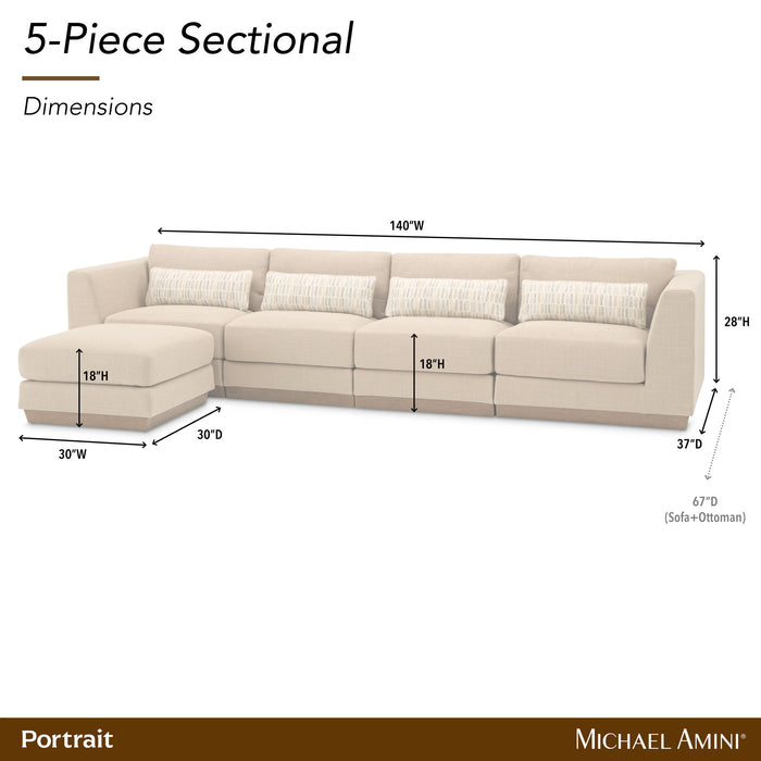 Portrait - 5-Piece Sectional - Toffee / Sienna Brown Michael Amini