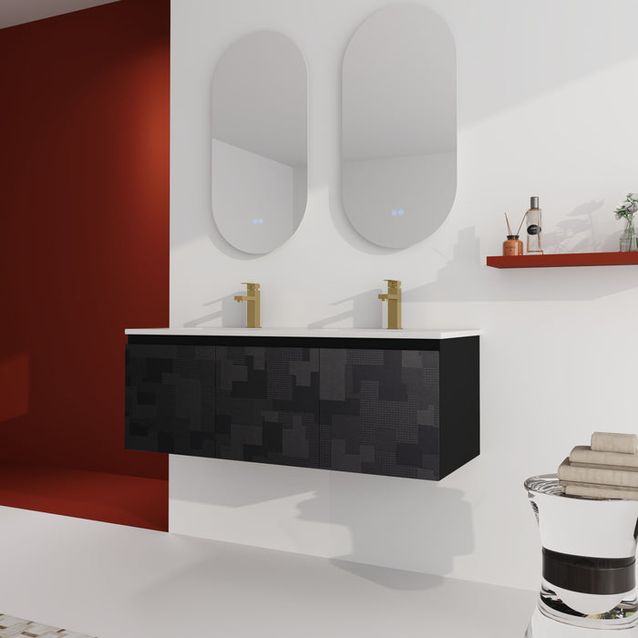 48'' Floating Wall - Mounted Bathroom Vanity & Soft - Close Cabinet Door KD Package - Black