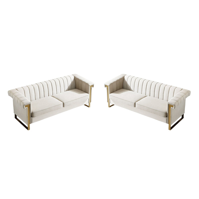 2 Piece Sofa Set With Tufted Back And Deep Seating Home Essentials