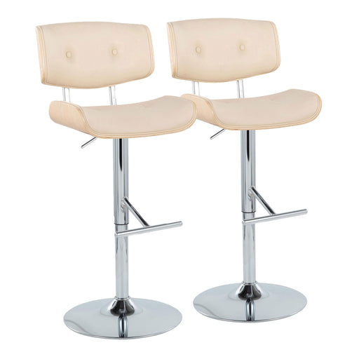 Lombardi - Contemporary Adjustable Barstool With Swivel With Straight T Footrest (Set of 2) Lumi Source