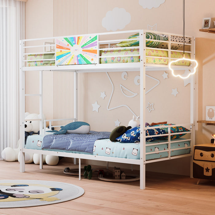 Bunk Bed, Convertible To 2 Separate Twin Size Beds & Full Length Guardrail & Ladder, No Box Spring Needed - White Home Essentials
