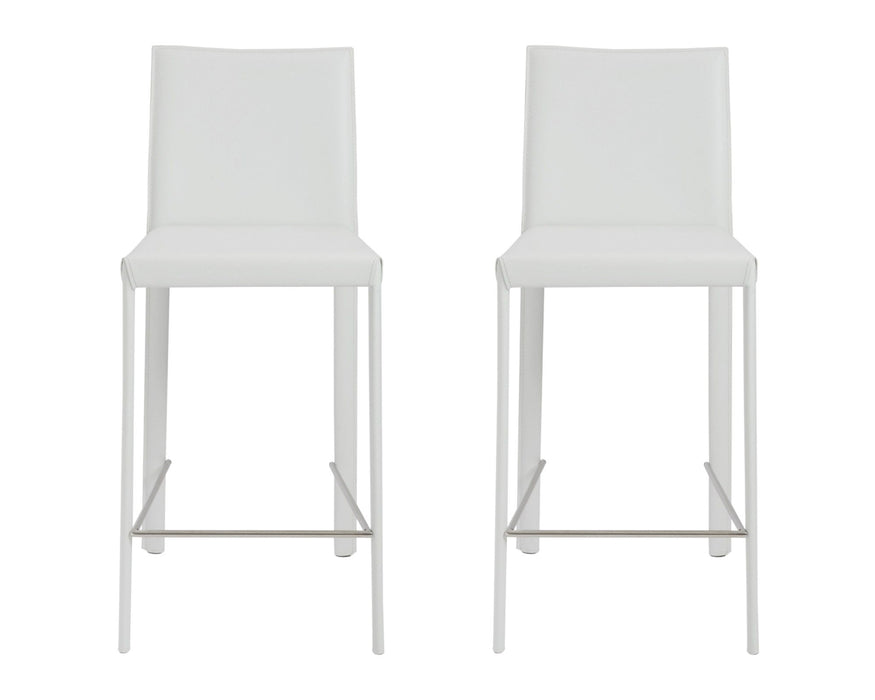 Steel Low Back Counter Height Bar Chairs (Set of 2) - White