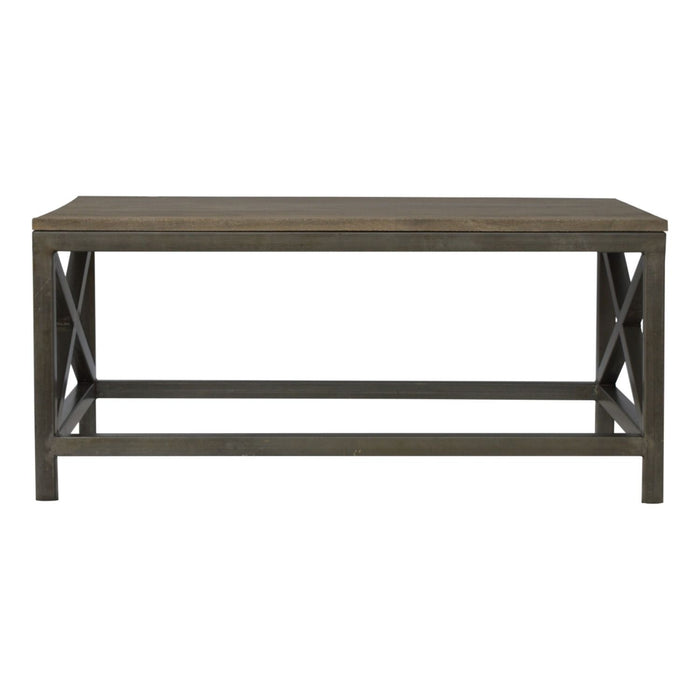 Industrial Cross Metal Coffee Table - Pewter