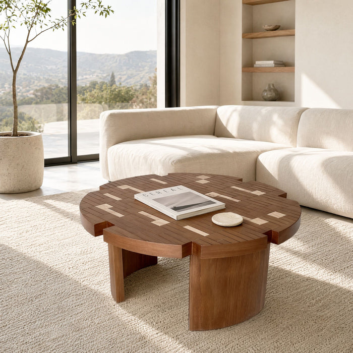 Round End Table For Living Room - Brown / Yellow Home Essentials