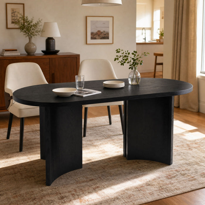 Dining Table With Curved Legs - Black Noble House