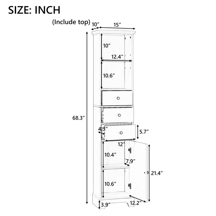 Tall Storage Cabinet With 3 Drawers And Adjustable Shelves For Bathroom Hearth and Haven