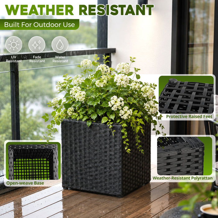 Cubic Planter Box, Plant Pot With Insert Indoor Outdor - Black Daily Nest