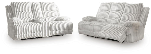 Rhines Falls - 2 Pc. - Power Reclining Sofa And Loveseat - Alloy Signature Design by Ashley®