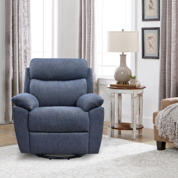 Glider & Swivel Power Recliner With Usb Port - Blue - Fabric