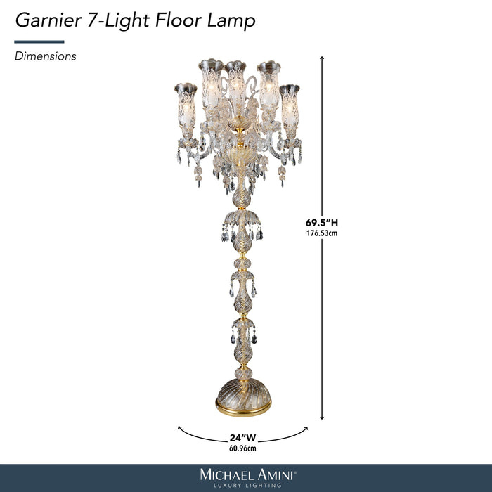 Michael Amini Lighting - Garnier 7-Light Traditional Crystal Floor Lamp - Gold Michael Amini