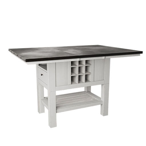 Counter Height Dining Table With 2 Leaves, Under Table Storage - Antique White / Gray Home Essentials