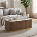 Rectangle Cocktail Table Genuine Accent Plinth Base Living Room - Brown / Gold / White Home Essentials
