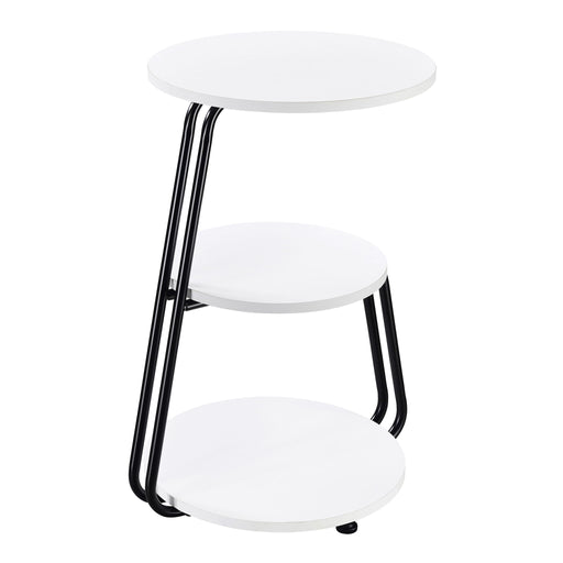 Dixon - 3 Tier Round Accent Side Table With Slim Legs - White / Black Furniture Max