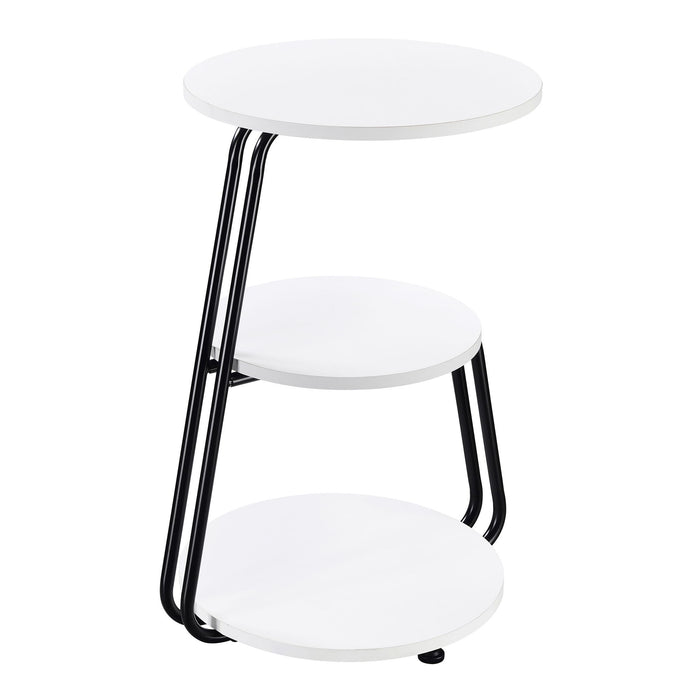 Dixon - 3 Tier Round Accent Side Table With Slim Legs - White / Black Furniture Max