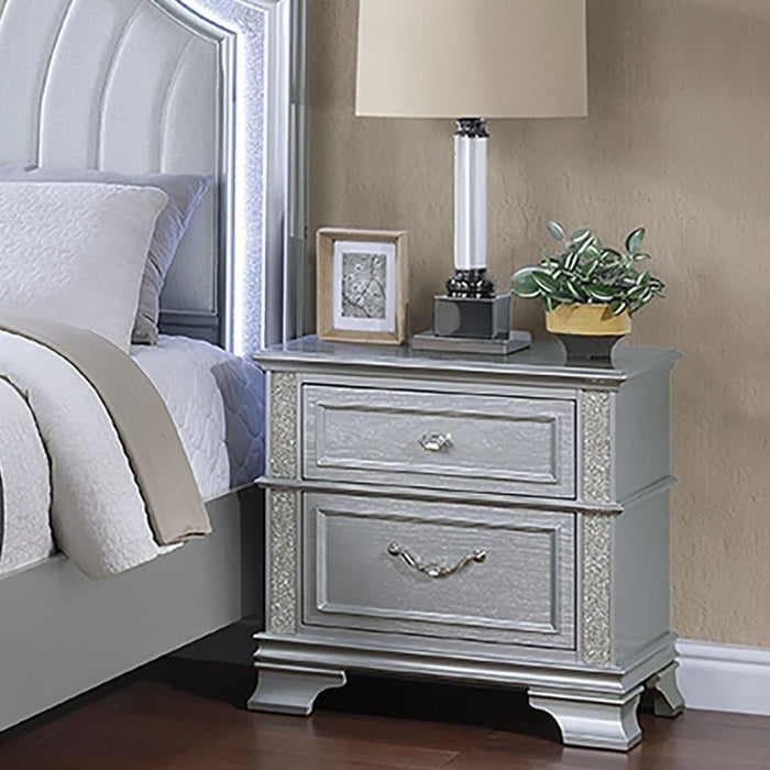 2 Drawers Nightstand With Front Decorative Knobs - Gray Home Essentials