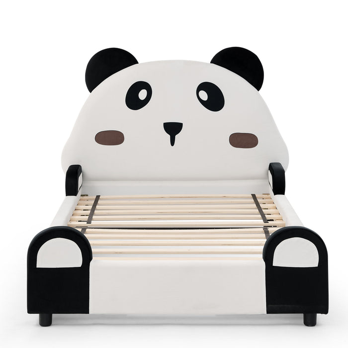 Twin Size Cute Panda Shaped Kids Bed - White / Black Home Essentials
