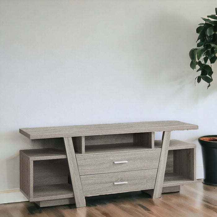 Wooden Open Shelving TV Stand - Deep Taupe