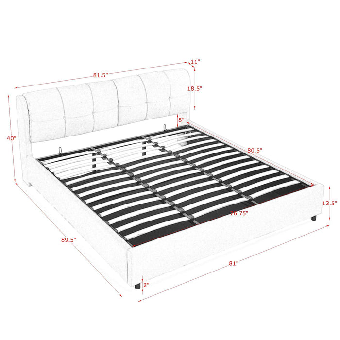 Storage Upholstered Hydraulic Platform Bed With Integrated Headboard Home Essentials