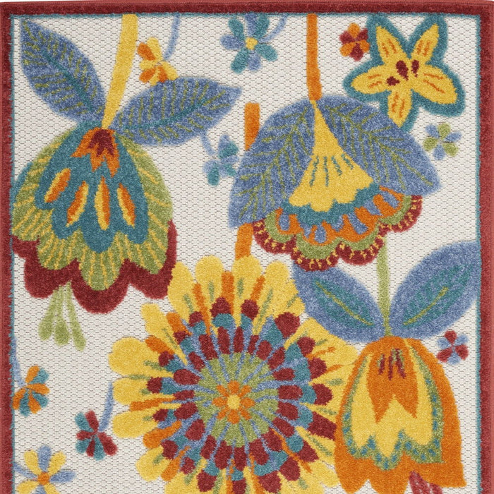 3' X 4' Floral Non Skid Indoor / Outdoor Area Rug - Yellow / Teal