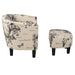 Accent Chair With Matching Ottoman Upholstered Round Backrest, Seating Set - Off White / White Home Essentials