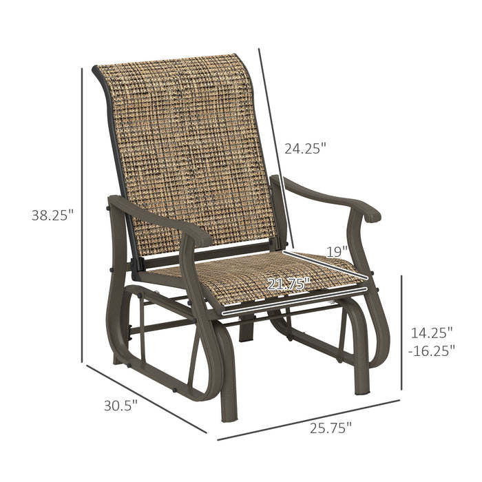 Outdoor Glider Swing Chair With Smooth Motion - Brown / Brown Mix Home Essentials