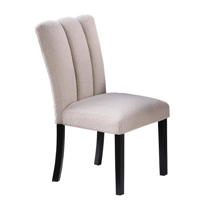 Upholstered Dining Chairs With Channel Tufting (Set of 2) - Black / Black / Neutral / Neutral Home Essentials