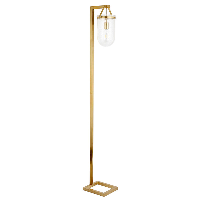 68" Arched Floor Lamp With Clear Seeded Glass Dome Shade - Brass
