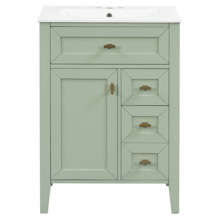 Bathroom Vanity With Sink, 3 Drawers & Cabinet With 2 Tier Door Storage Rack, Soft Close Doors & Drawers Hearth and Haven