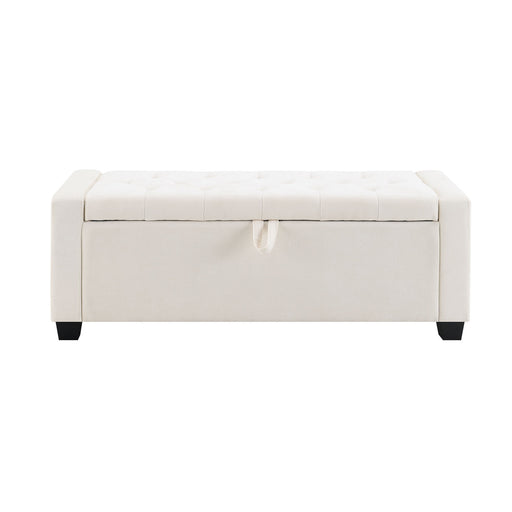 Upholstered Storage Ottoman Bench With Button Tufting And Safety Hinge Home Essentials