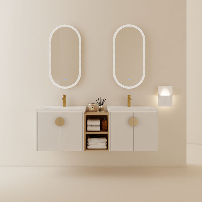 60" So Feet Close Doors Bathroom Vanity With Sink, And A Small Storage Shelves. Bvc06360Gwh
