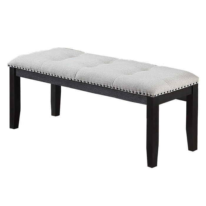 Upholstered Dining Bench With Tufted Seat And Nailhead Trim - Antique Black Home Essentials