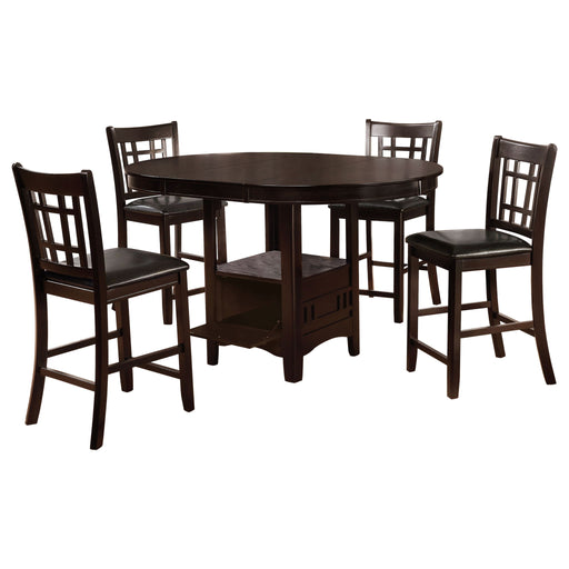 Danford - 5 Piece Counter Height Dining Set With Upholstered Stools - Espresso Furniture Max