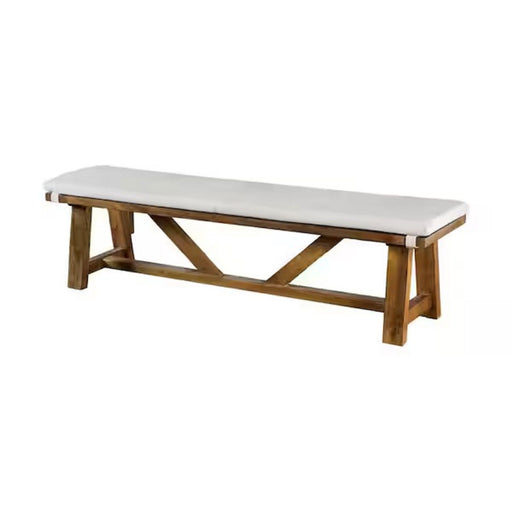 Upholstered Bench With Trestle Base - Brown / White Home Essentials