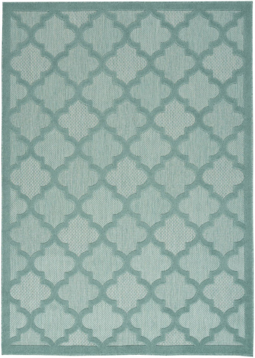 5' X 7' Ikat Indoor / Outdoor Area Rug - Aqua / Teal