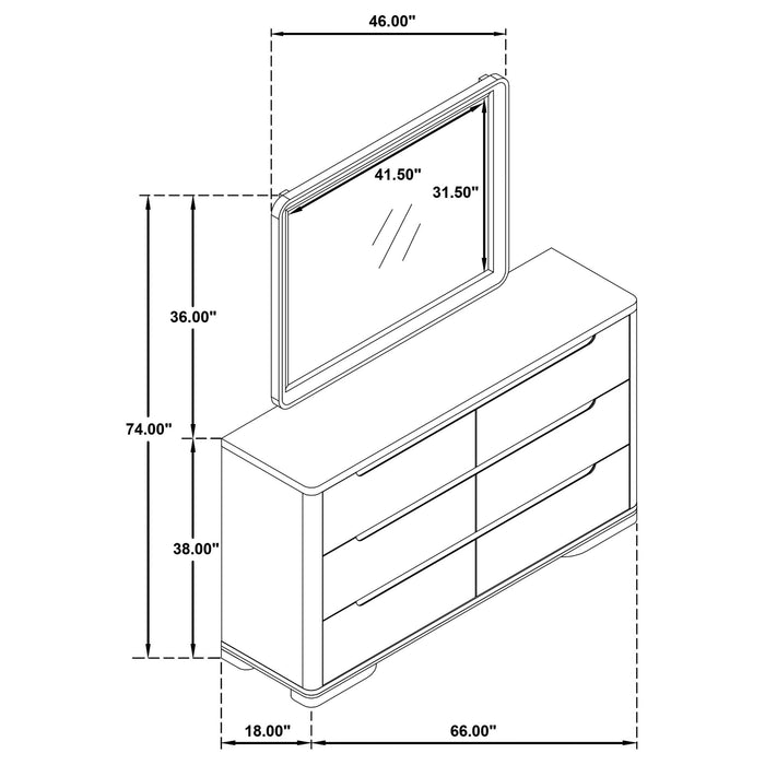 Mirador - 6 Drawer Dresser And Mirror Set - Light Oak Furniture Max