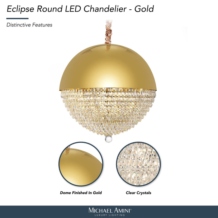 Michael Amini Lighting - Eclipse LED Crystal And Metal Chandelier - Gold Michael Amini